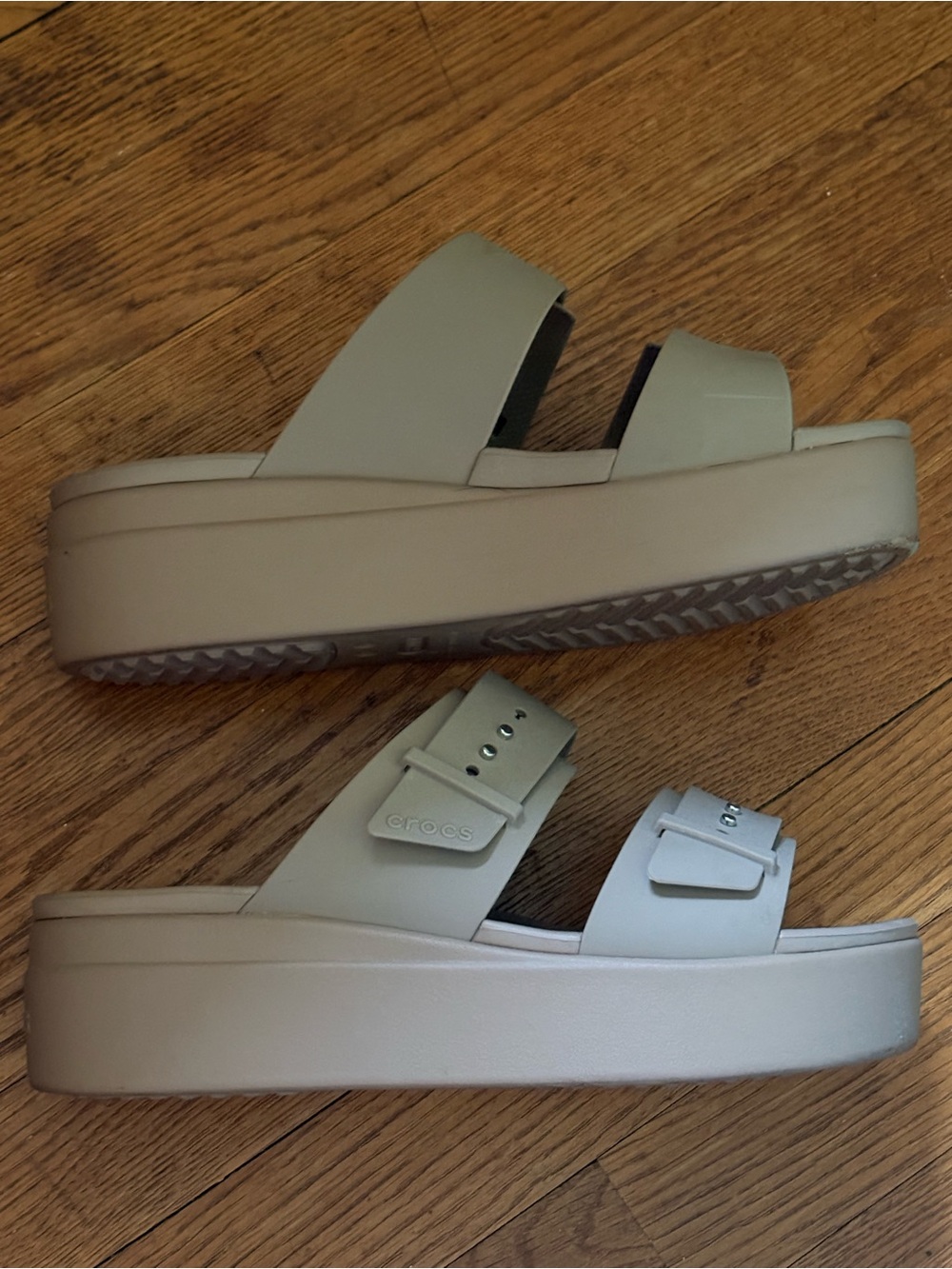 CROCS Women's Double-Strap Slide Sandals in Light Gray - Picture 4 of 5